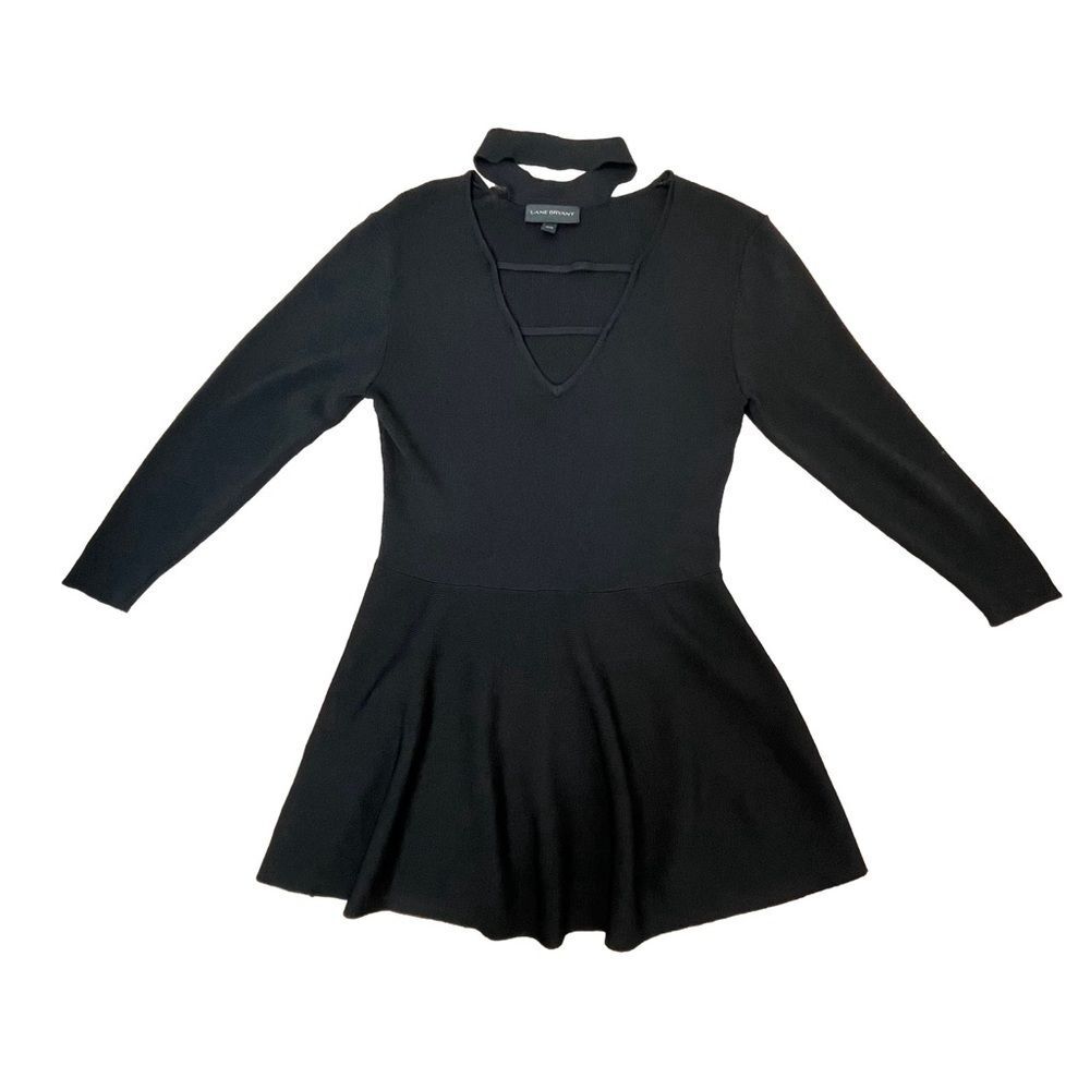 Lane Bryant Women's Mini Skirt Choker Tunic Black Long Sleeve Size 10/12